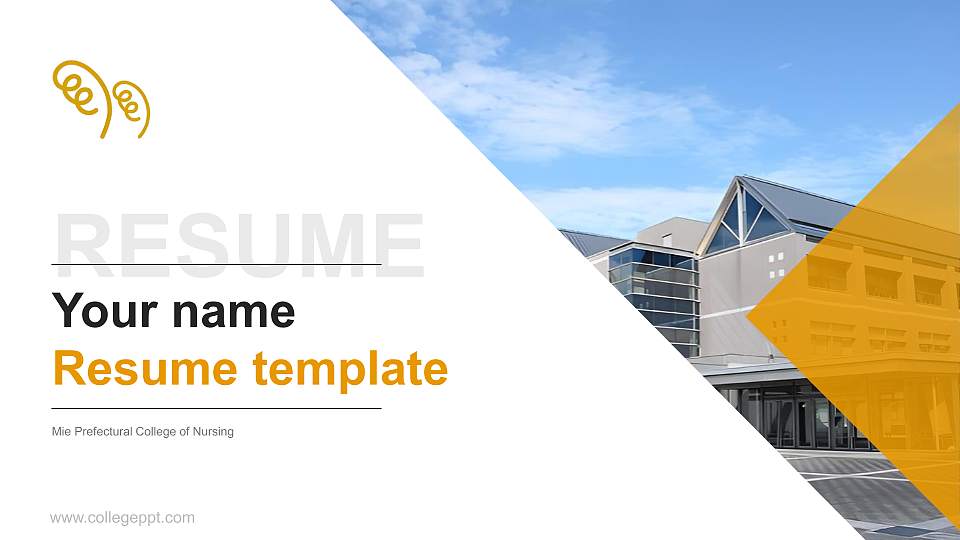 Mie Prefectural College of Nursing Resume PPT Template16:9 ratio PPT effect preview image