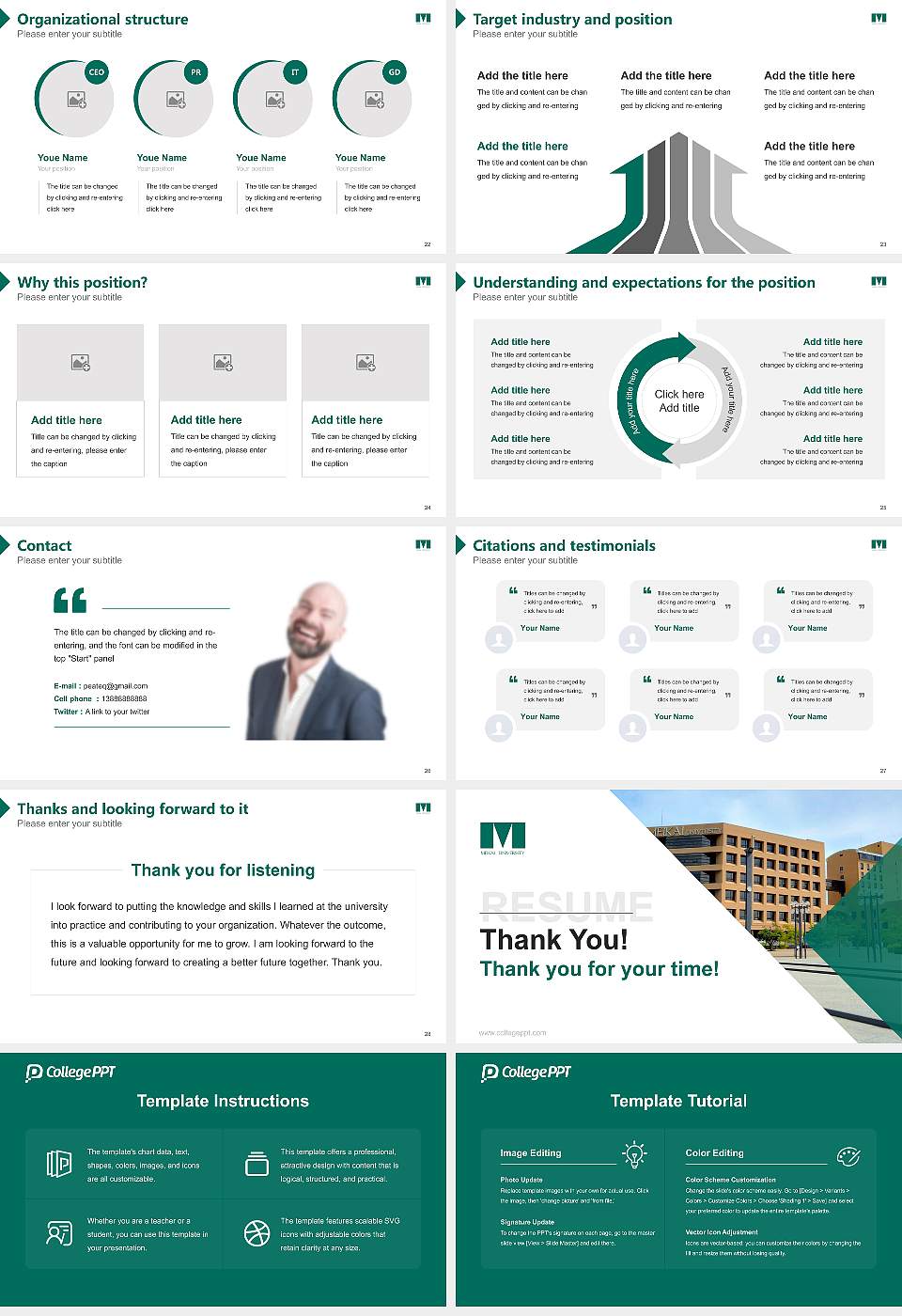 Meikai University Resume PPT Template16:9 ratio PPT effect preview image4