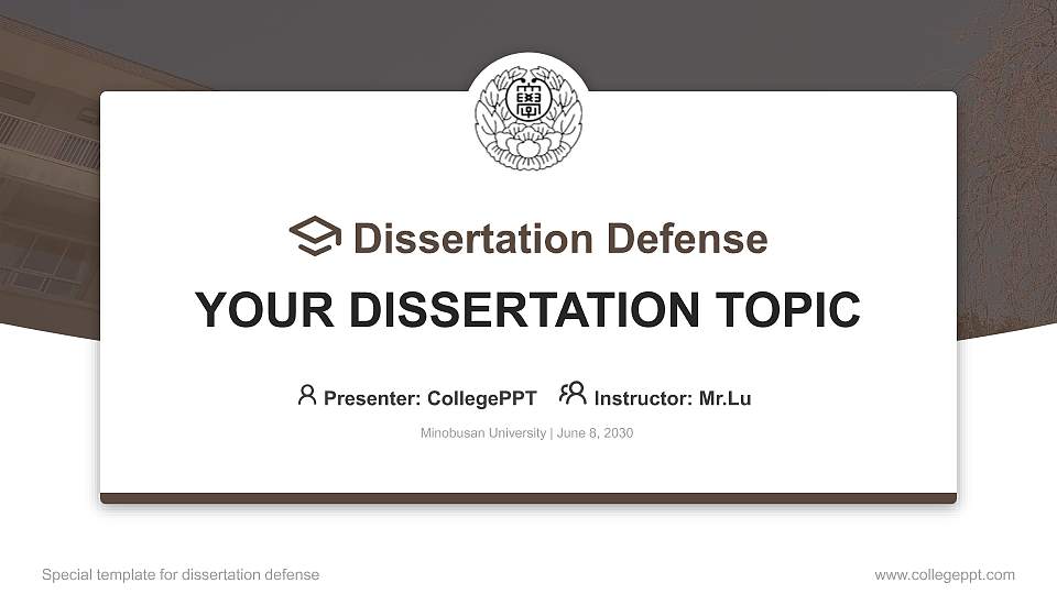 Minobusan University Graduation Thesis Defense PPT Template16:9 ratio PPT effect preview image