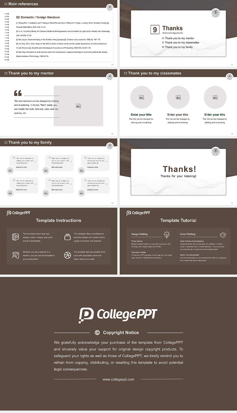 Minobusan University Graduation Thesis Defense PPT Template16:9 ratio PPT effect preview image7