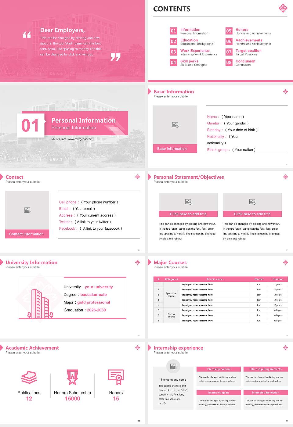 Meio University Resume PPT Template16:9 ratio PPT effect preview image2