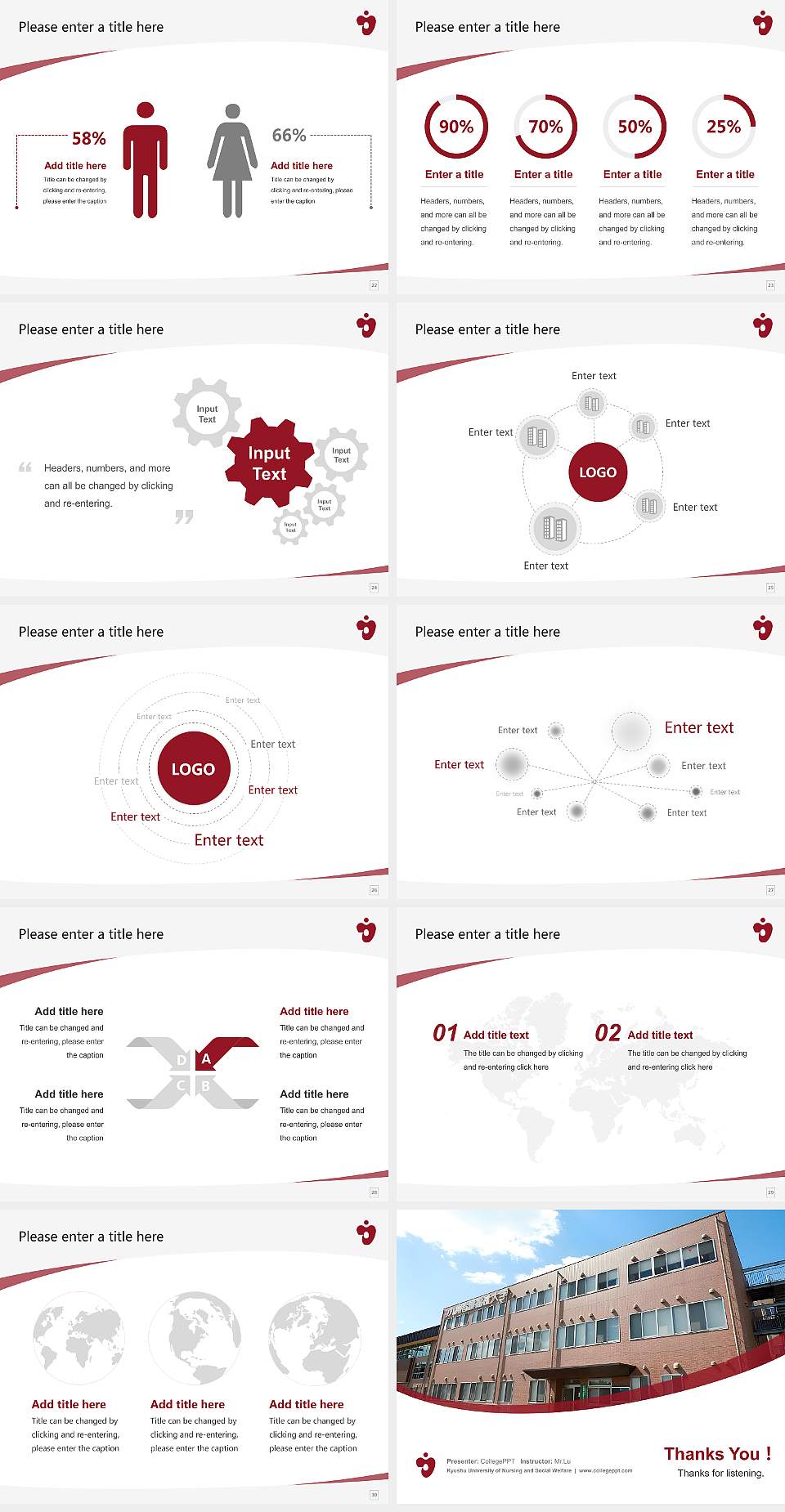 Kyushu University of Nursing and Social Welfare Course/Courseware Creation PPT Template4:3 ratio PPT effect preview image4