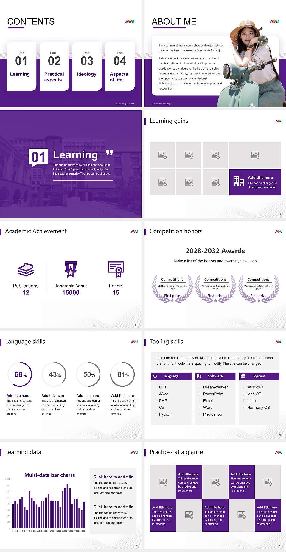 Musashino University National Scholarship Defense PPT Template4:3 ratio PPT effect preview image2
