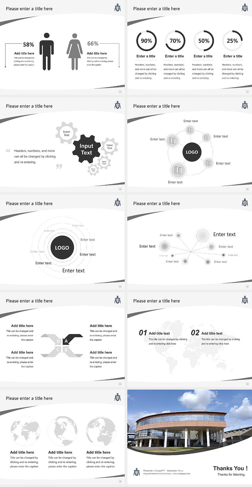 Nagasaki International University Course/Courseware Creation PPT Template4:3 ratio PPT effect preview image4