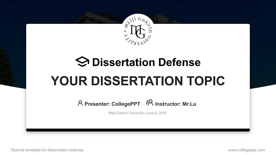 Meiji Gakuin University Graduation Thesis Defense PPT Template16:9 ratio PPT effect preview image