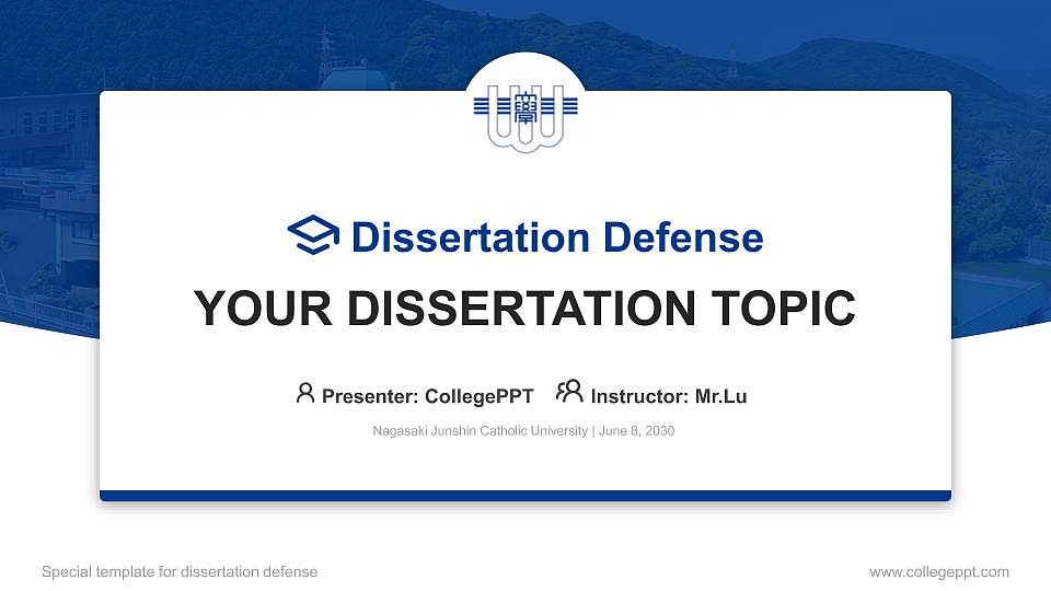 Nagasaki Junshin Catholic University Graduation Thesis Defense PPT Template16:9 ratio PPT effect preview image