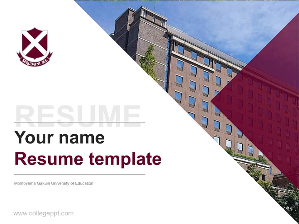 Momoyama Gakuin University of Education Resume PPT Template4:3 ratio PPT effect preview image5