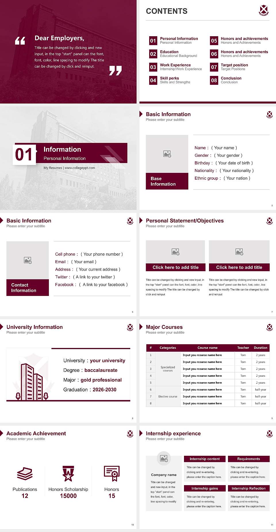 Momoyama Gakuin University of Education Resume PPT Template4:3 ratio PPT effect preview image2