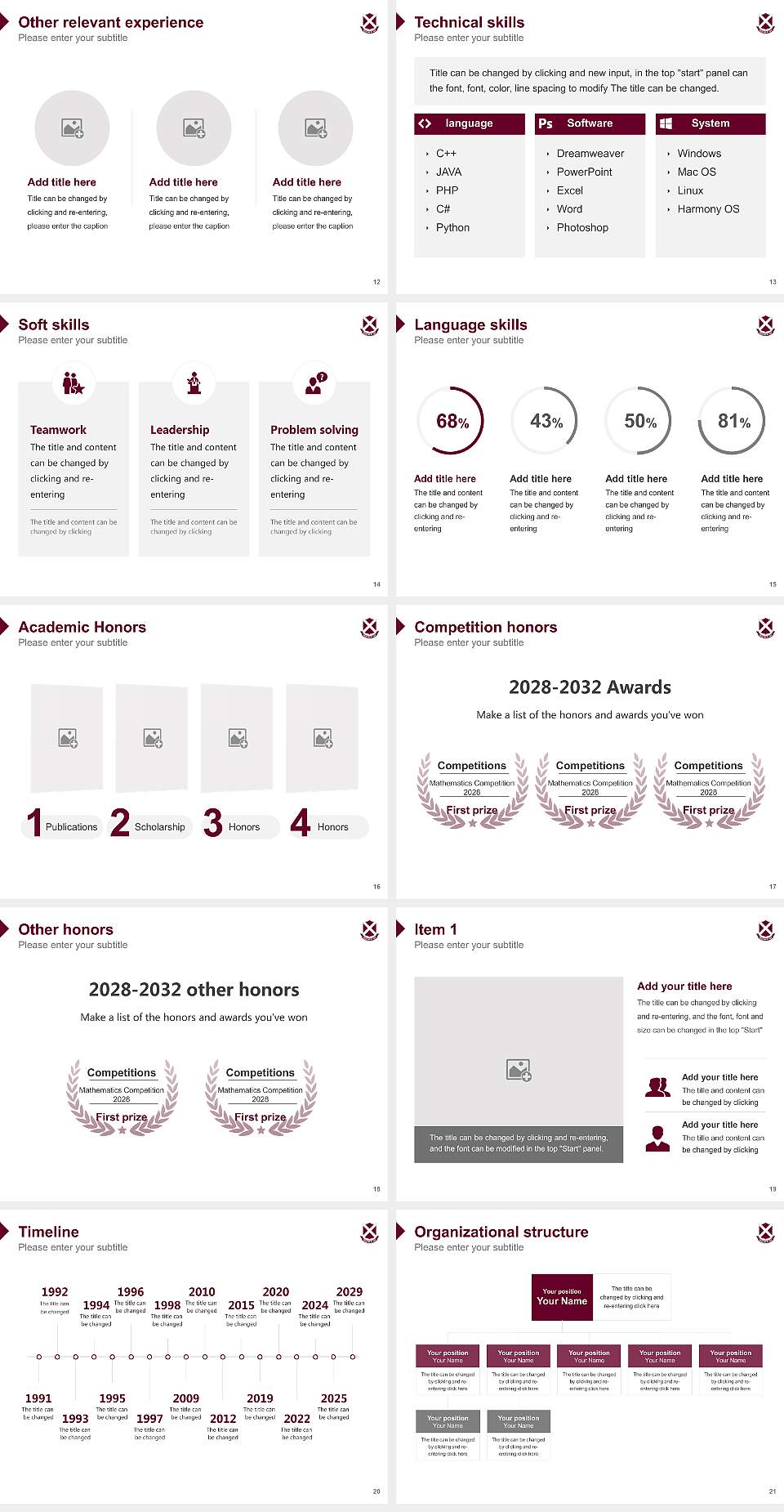Momoyama Gakuin University of Education Resume PPT Template4:3 ratio PPT effect preview image3