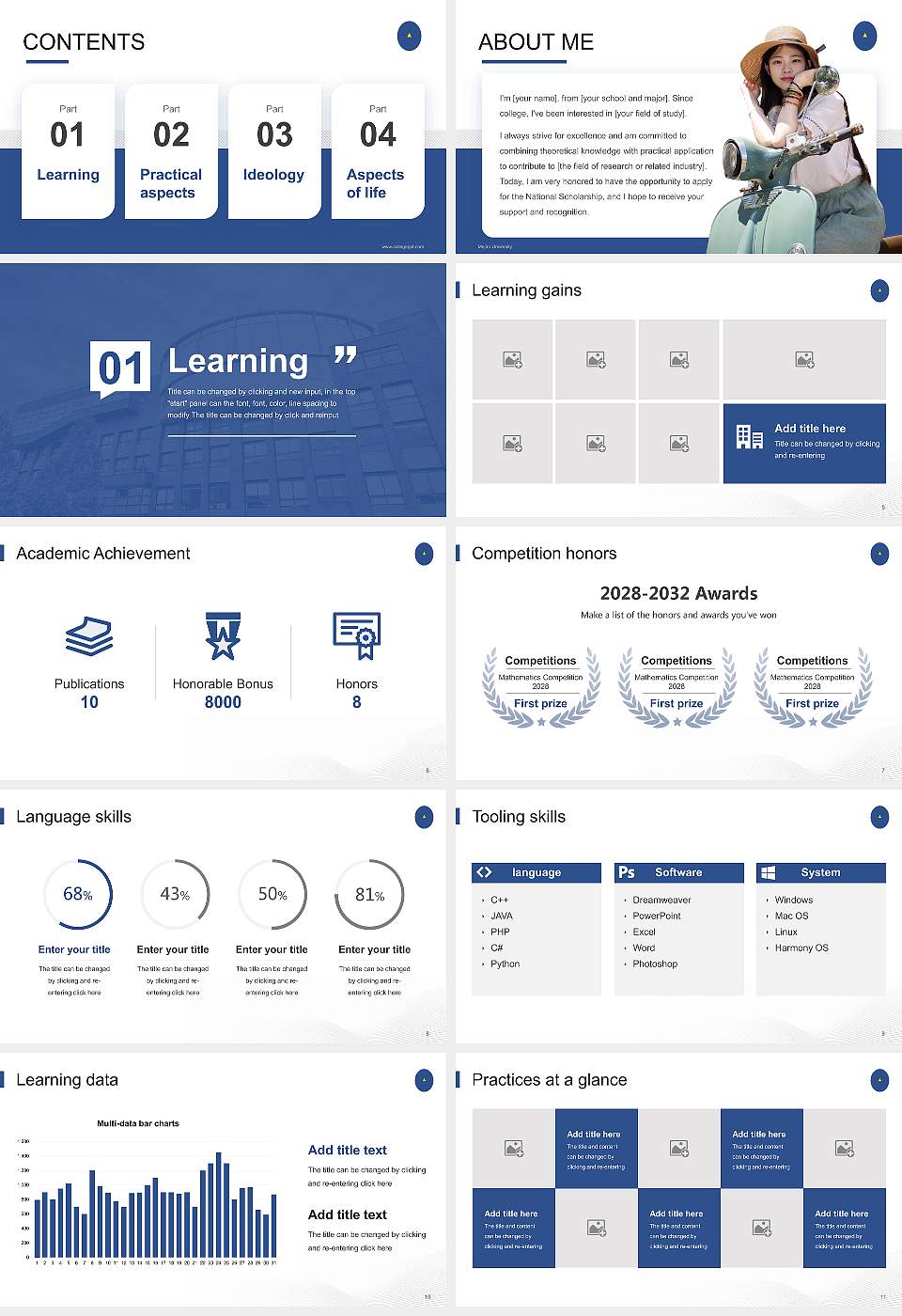 Mejiro University National Scholarship Defense PPT Template16:9 ratio PPT effect preview image2