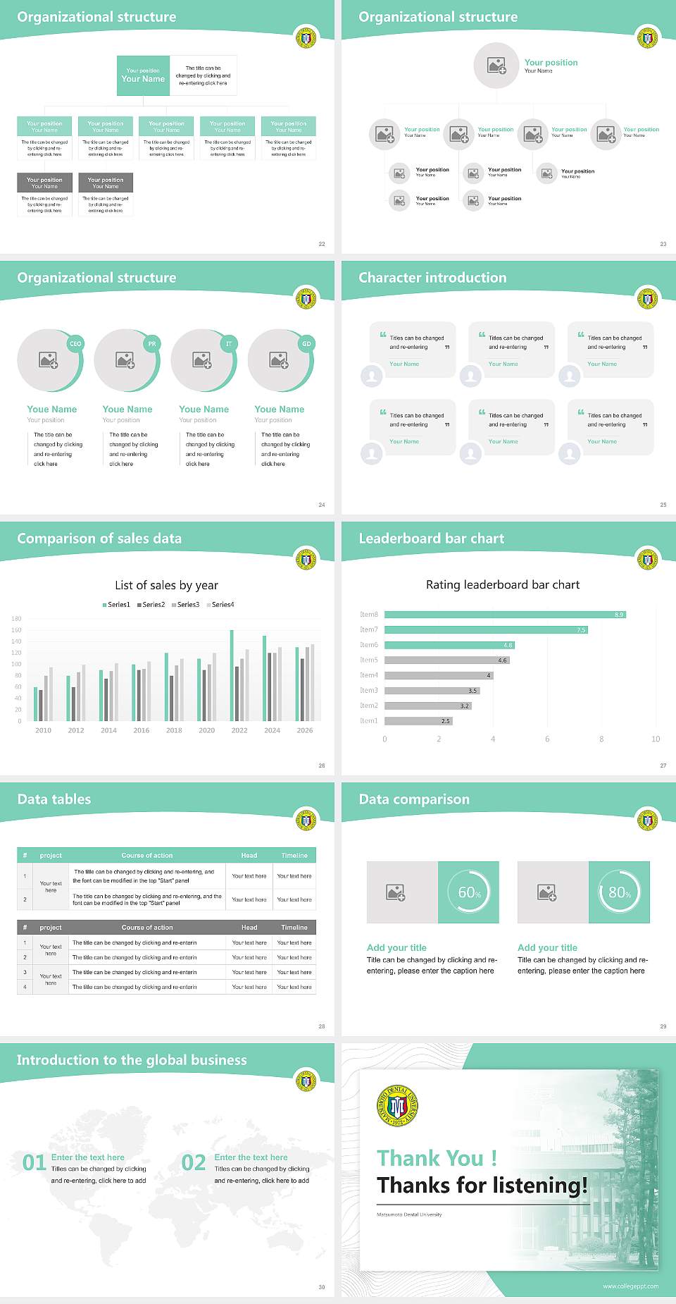 Matsumoto Dental University Academic Presentation/Research Findings Report PPT Template4:3 ratio PPT effect preview image4