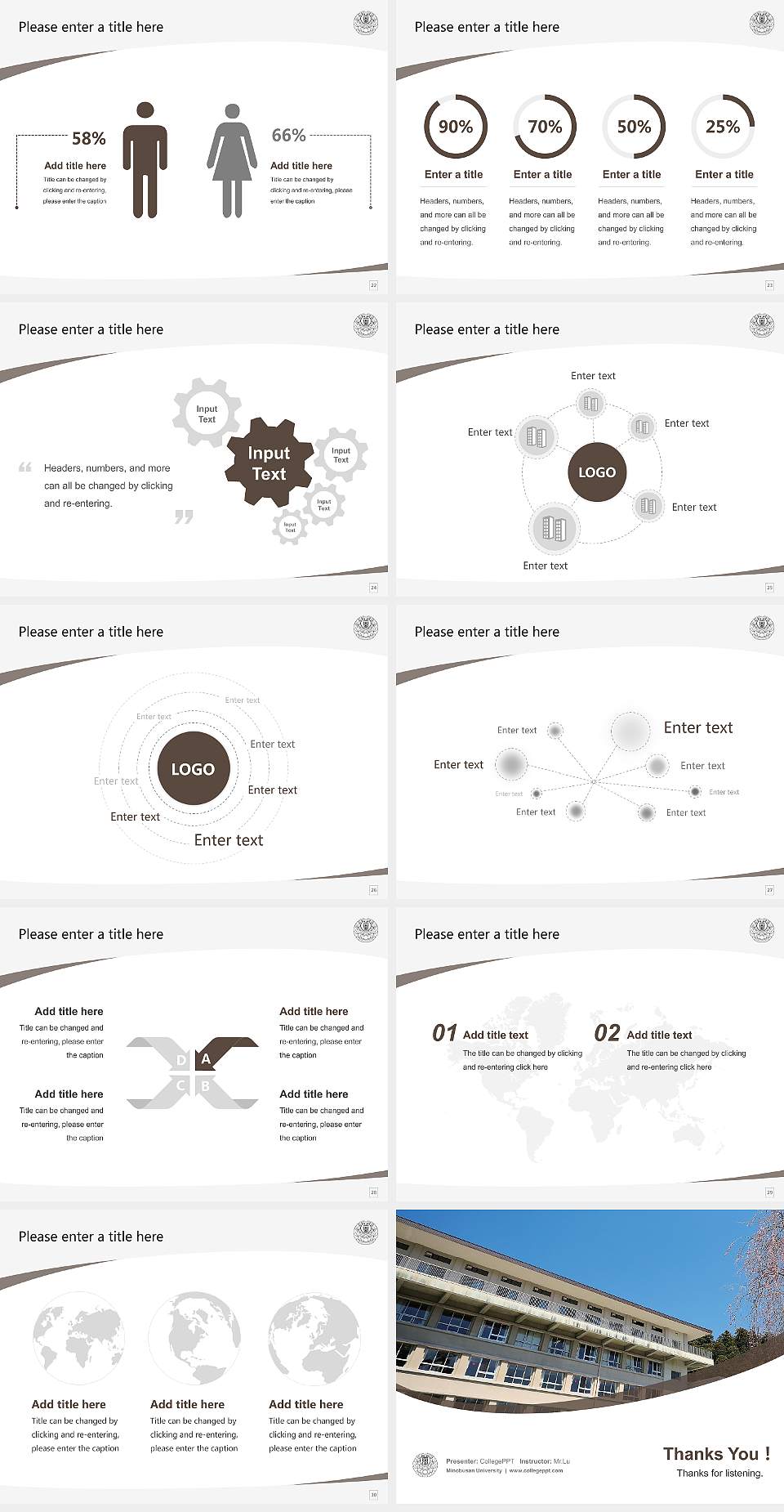 Minobusan University Course/Courseware Creation PPT Template4:3 ratio PPT effect preview image4