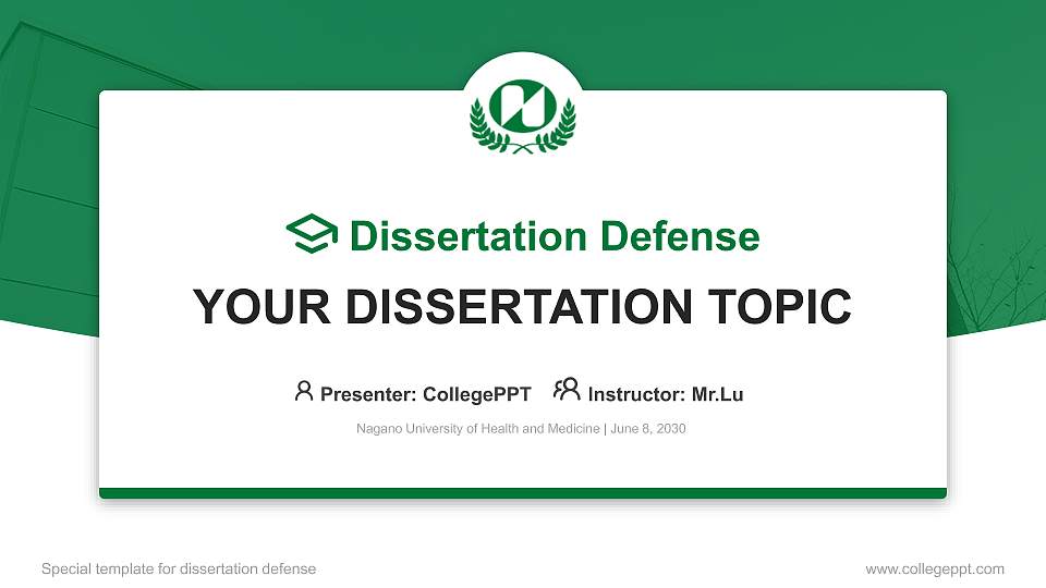 Nagano University of Health and Medicine Graduation Thesis Defense PPT Template16:9 ratio PPT effect preview image