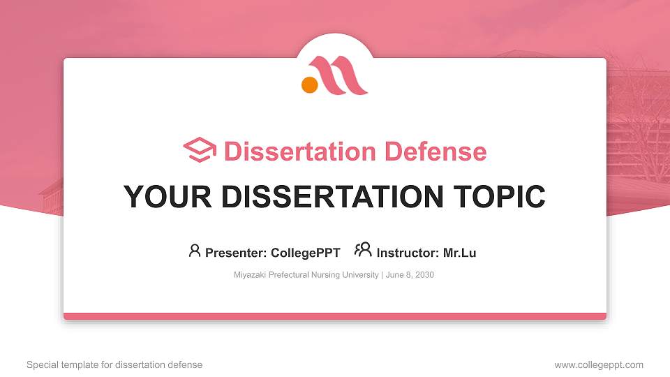 Miyazaki Prefectural Nursing University Graduation Thesis Defense PPT Template16:9 ratio PPT effect preview image