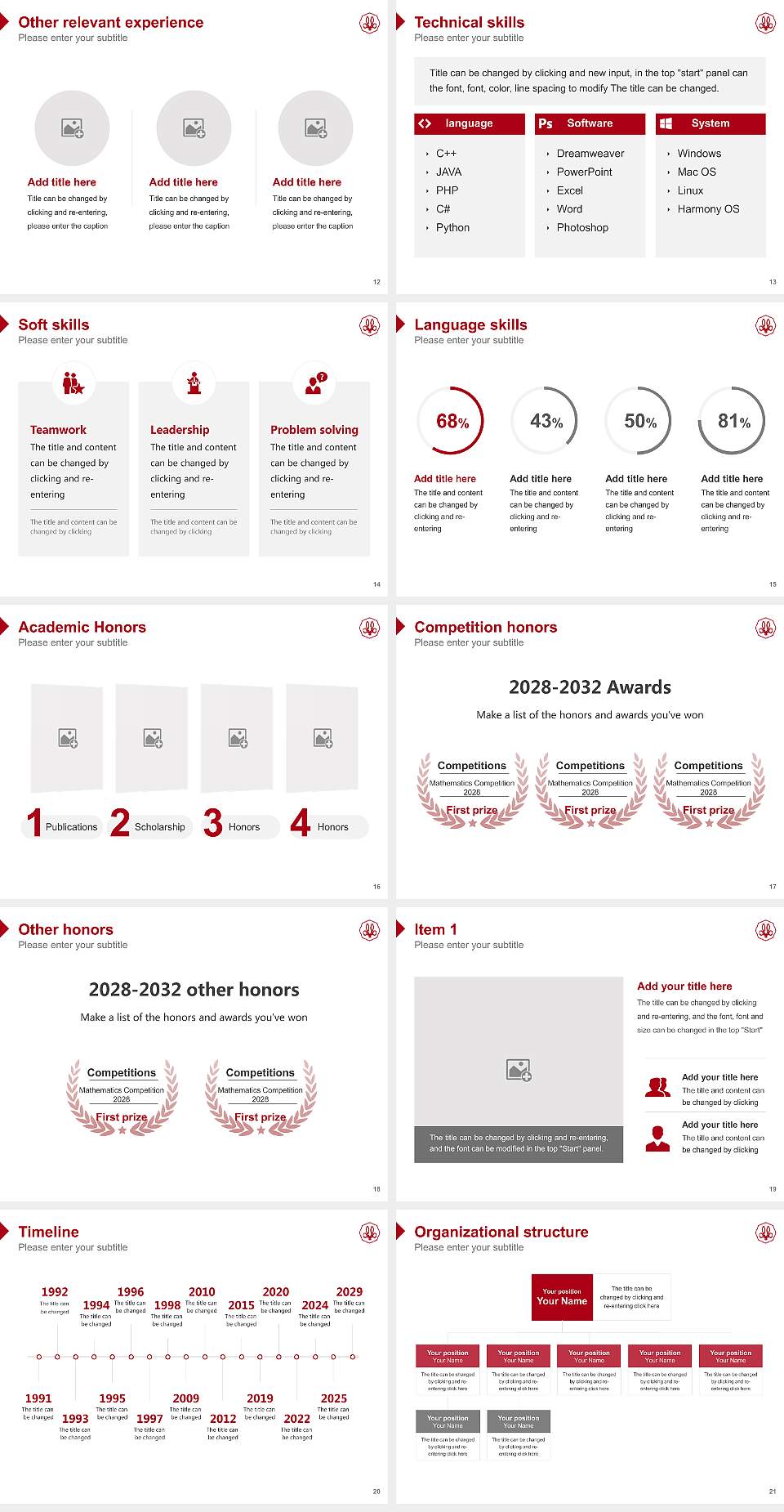 Mukogawa Women’s University Resume PPT Template4:3 ratio PPT effect preview image3