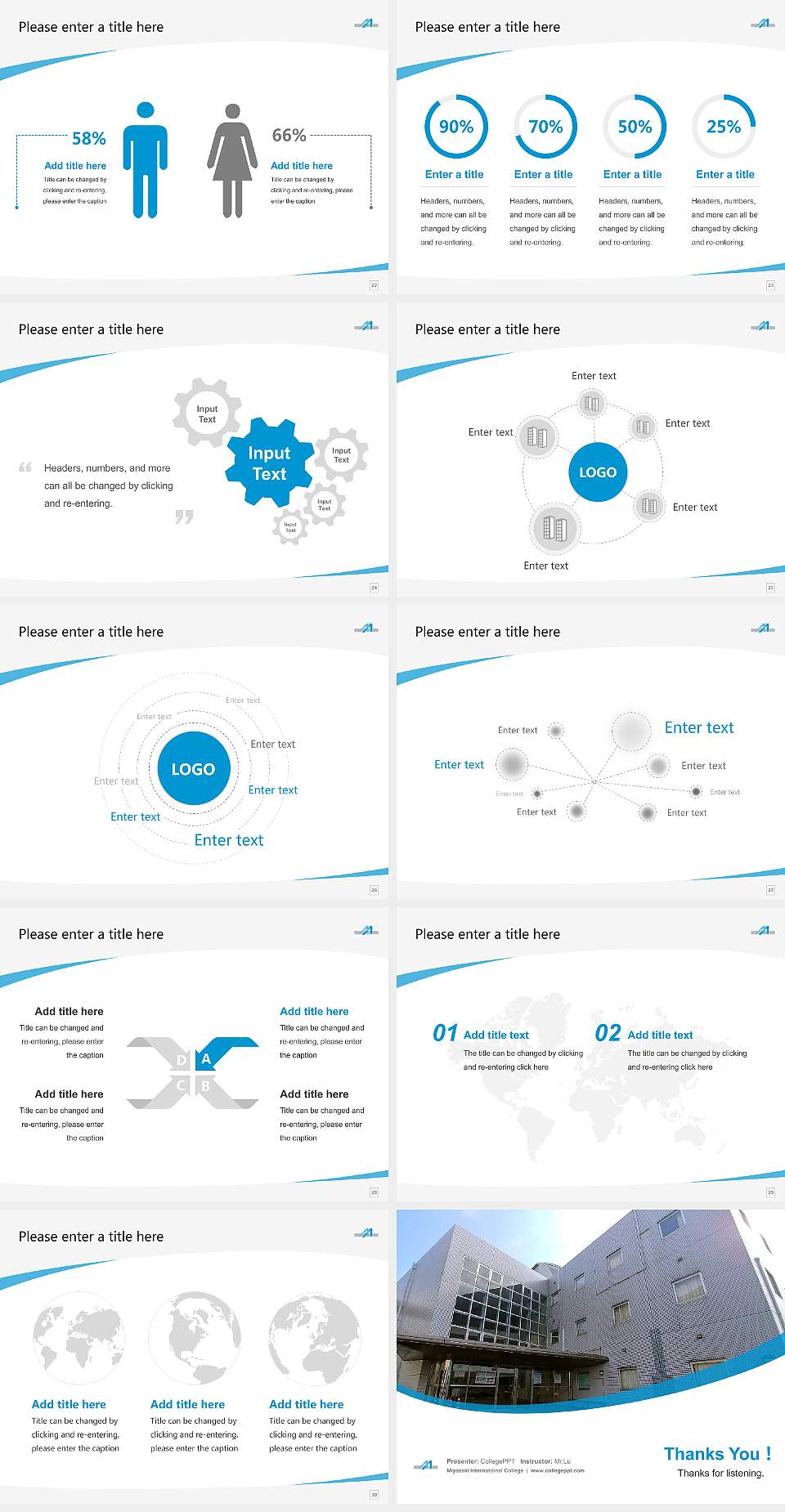 Miyazaki International College Course/Courseware Creation PPT Template4:3 ratio PPT effect preview image4