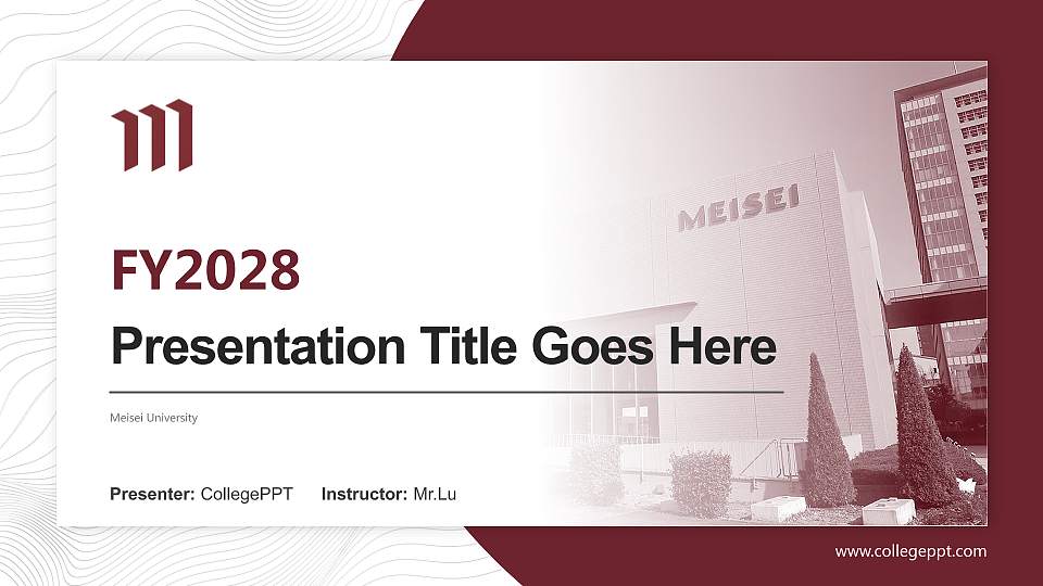Meisei University Academic Presentation/Research Findings Report PPT Template16:9 ratio PPT effect preview image
