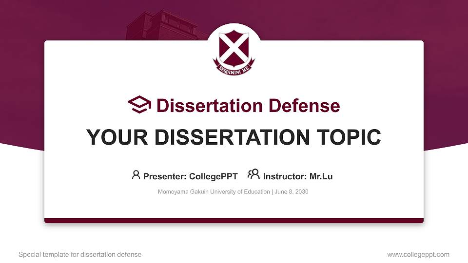 Momoyama Gakuin University of Education Graduation Thesis Defense PPT Template16:9 ratio PPT effect preview image