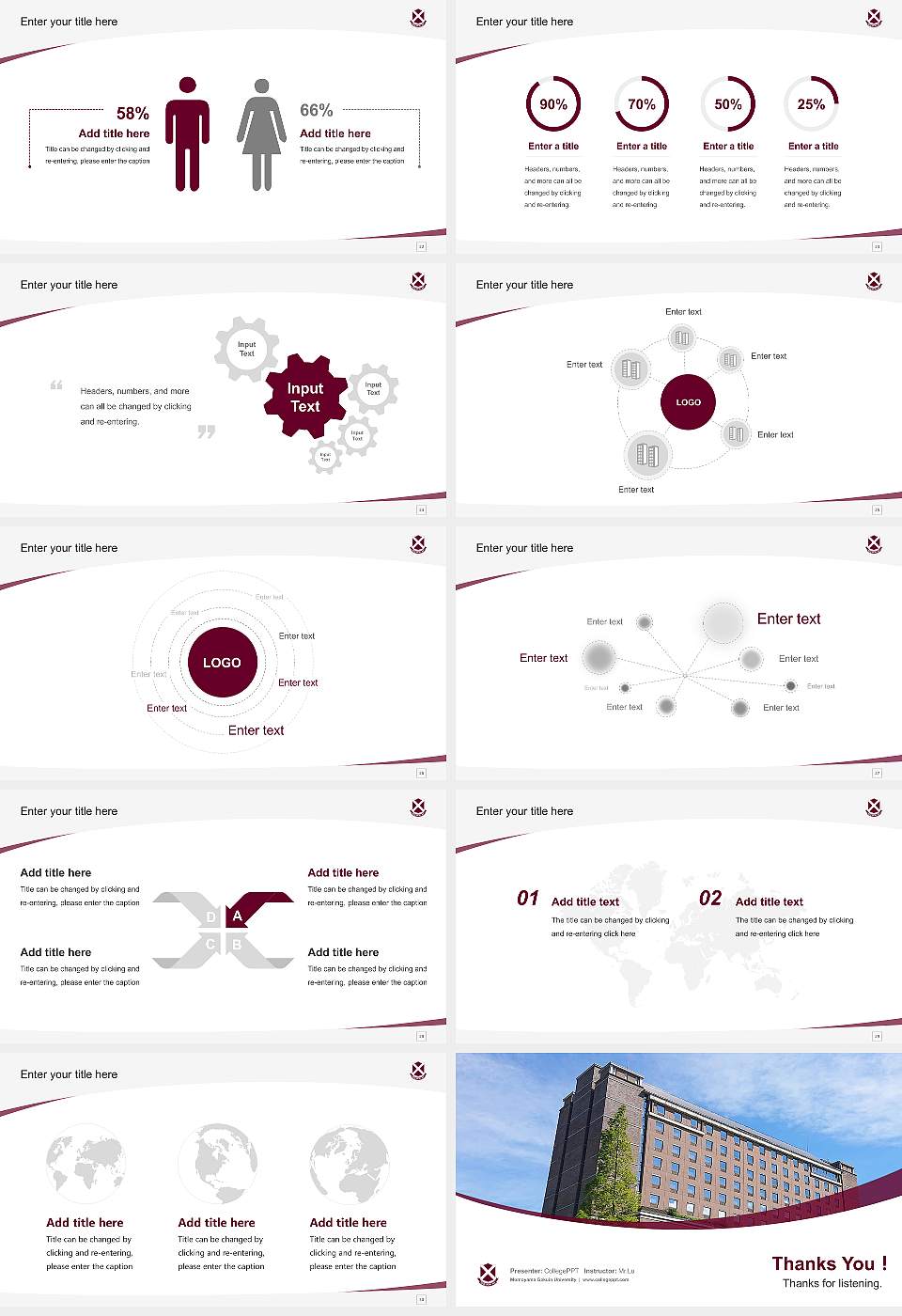 Momoyama Gakuin University Course/Courseware Creation PPT Template16:9 ratio PPT effect preview image4