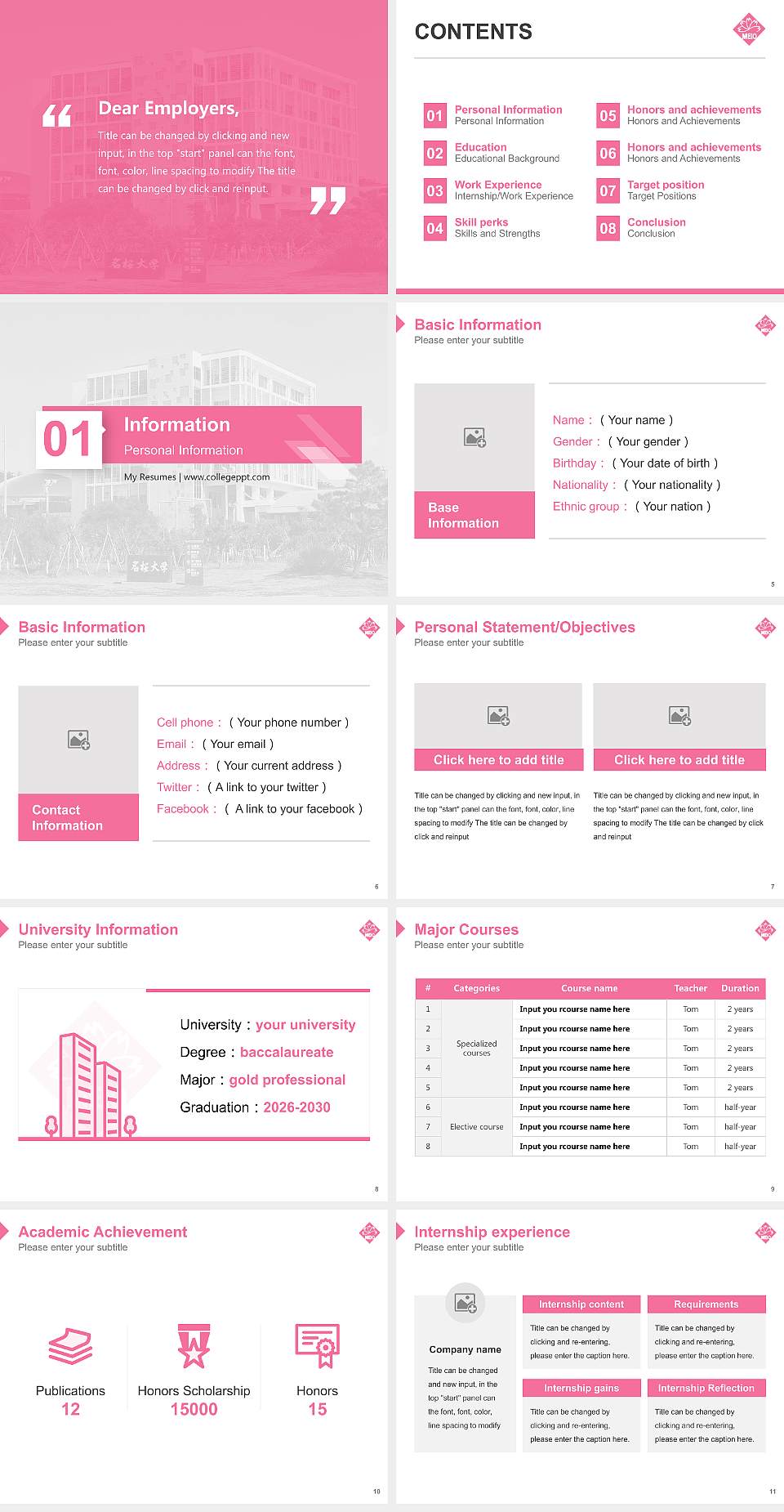 Meio University Resume PPT Template4:3 ratio PPT effect preview image2
