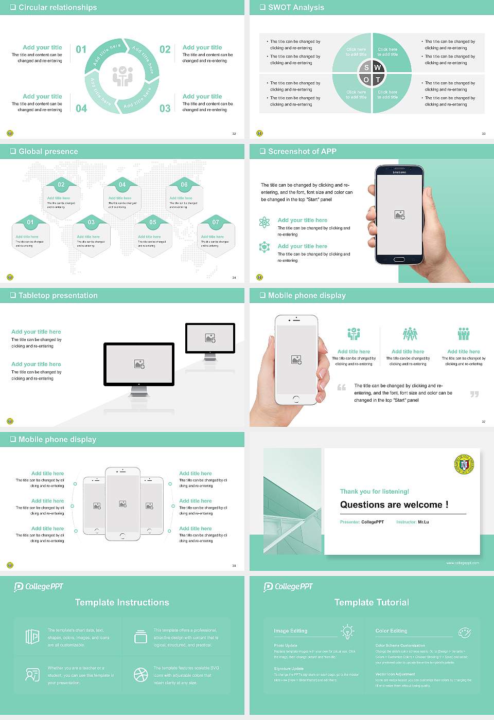 Matsumoto Dental University General Purpose PPT Template16:9 ratio PPT effect preview image5