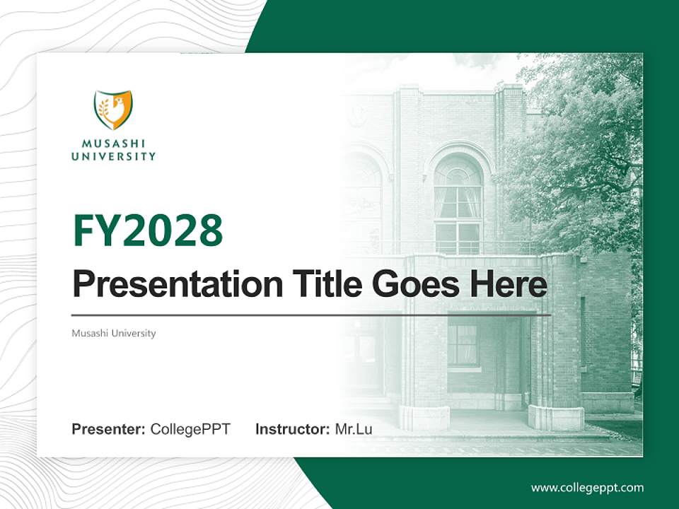 Musashi University Academic Presentation/Research Findings Report PPT Template4:3 ratio PPT effect preview image5