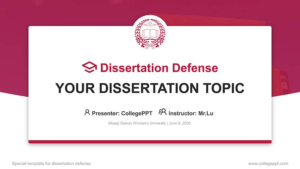 Miyagi Gakuin Women’s University Graduation Thesis Defense PPT Template16:9 ratio PPT effect preview image