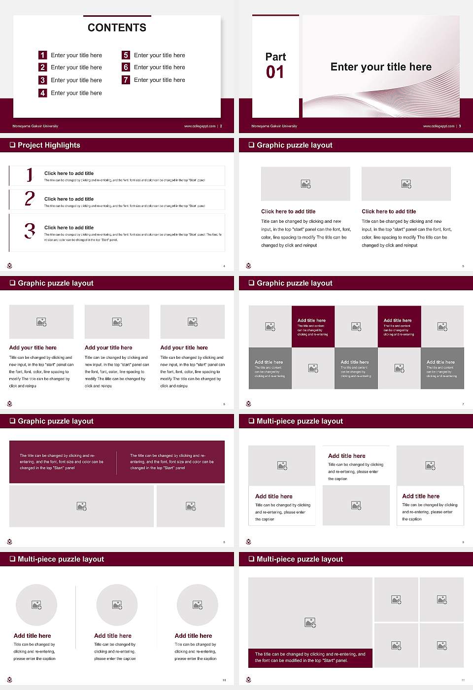 Momoyama Gakuin University General Purpose PPT Template16:9 ratio PPT effect preview image2