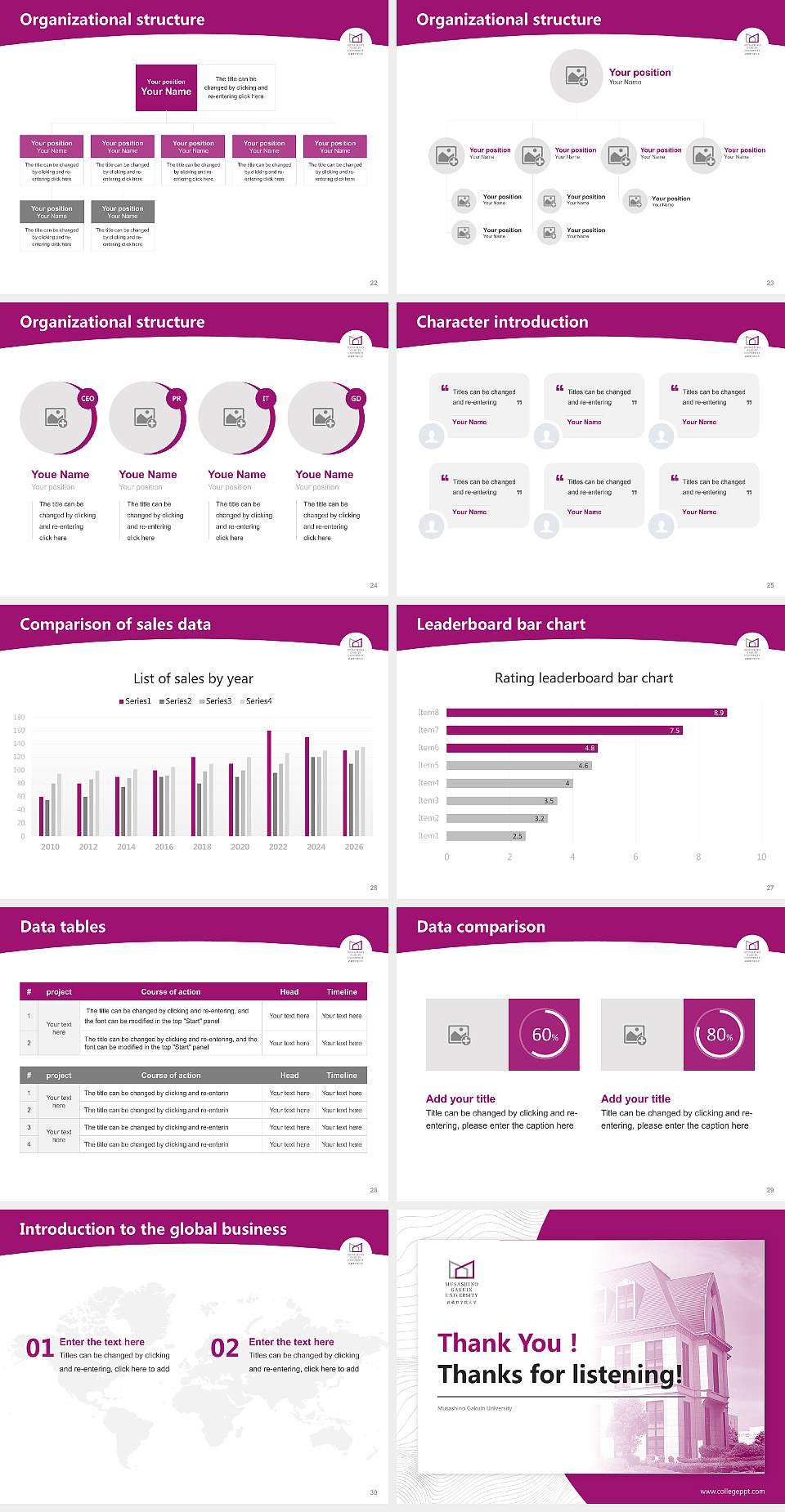 Musashino Gakuin University Academic Presentation/Research Findings Report PPT Template4:3 ratio PPT effect preview image4