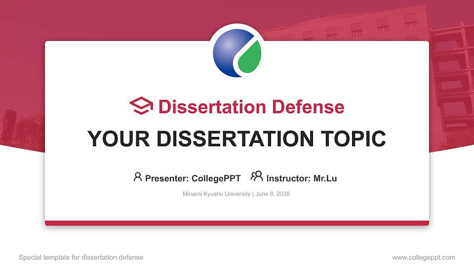 Minami Kyushu University Graduation Thesis Defense PPT Template16:9 ratio PPT effect preview image