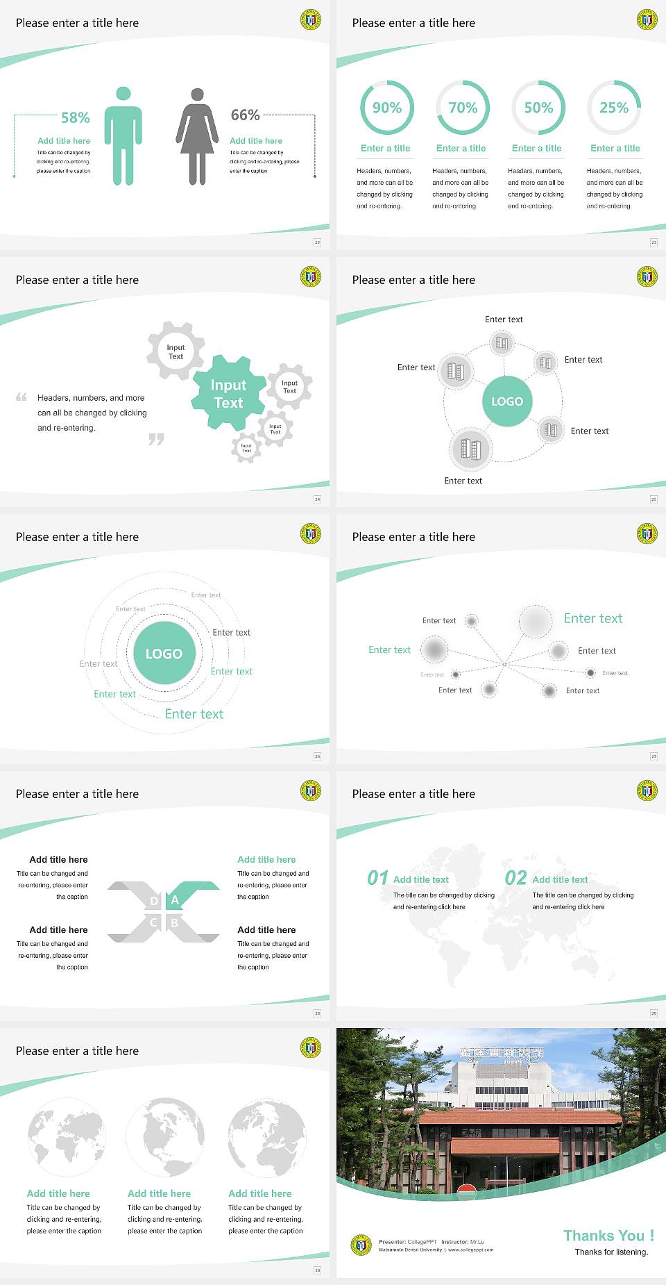 Matsumoto Dental University Course/Courseware Creation PPT Template4:3 ratio PPT effect preview image4