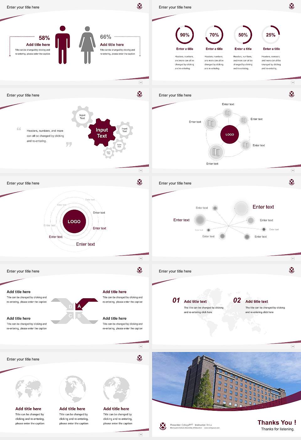 Momoyama Gakuin University of Education Course/Courseware Creation PPT Template16:9 ratio PPT effect preview image4