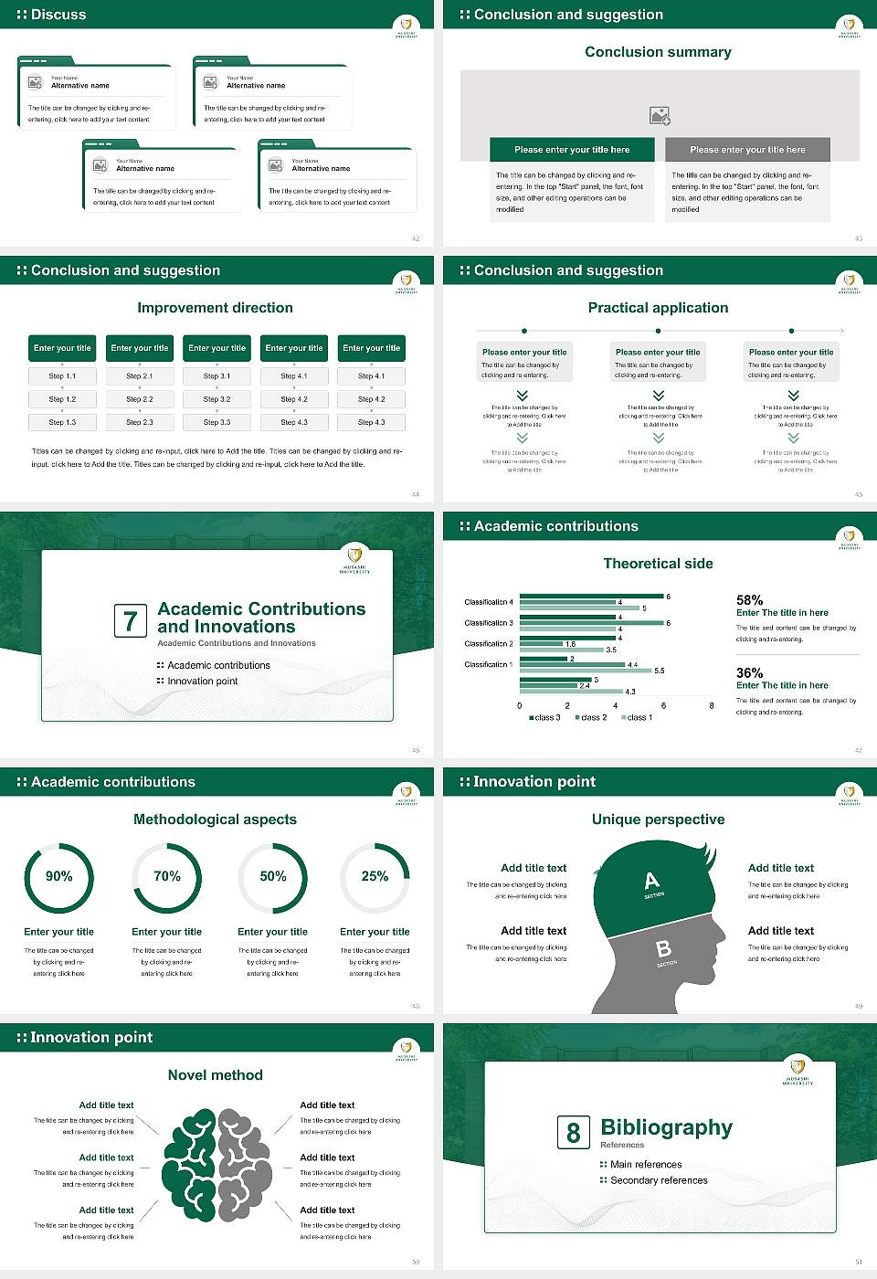 Musashi University Graduation Thesis Defense PPT Template16:9 ratio PPT effect preview image6