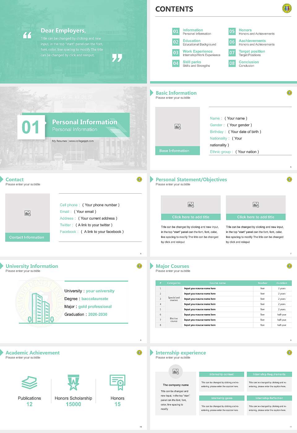Matsumoto Dental University Resume PPT Template16:9 ratio PPT effect preview image2