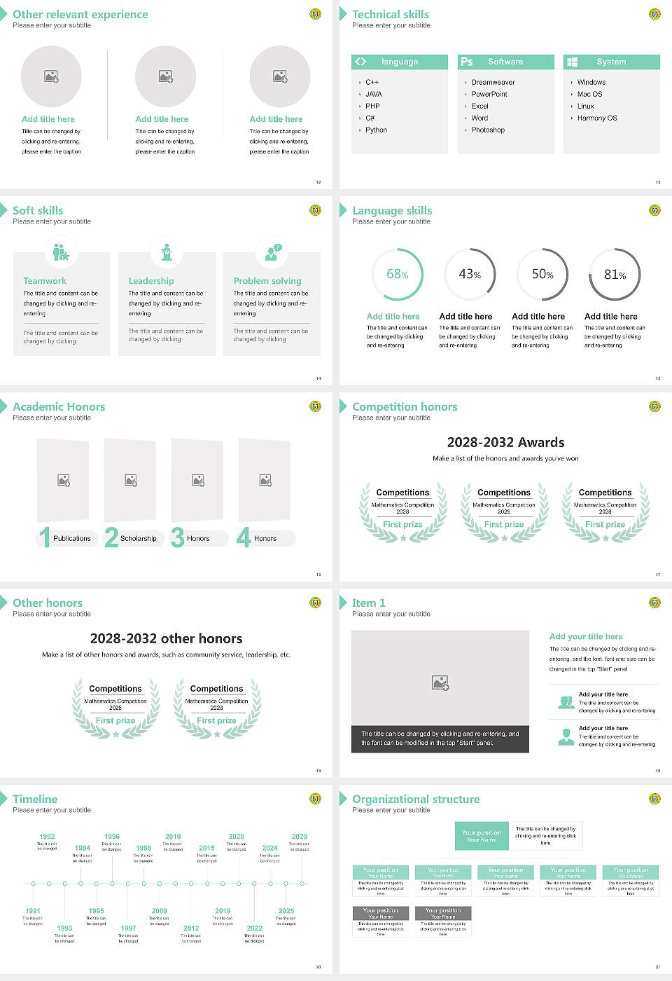 Matsumoto Dental University Resume PPT Template16:9 ratio PPT effect preview image3