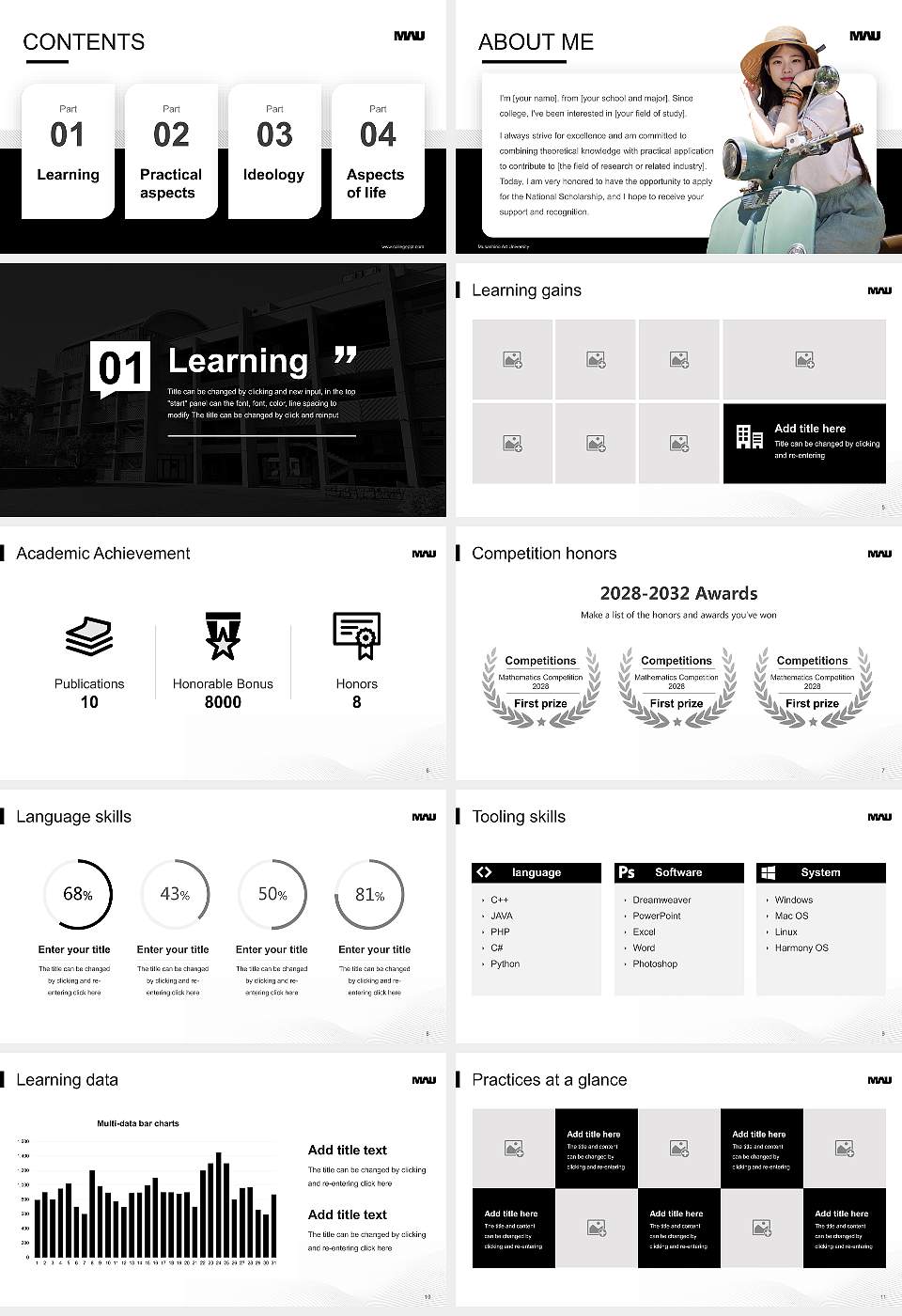 Musashino Art University National Scholarship Defense PPT Template16:9 ratio PPT effect preview image2