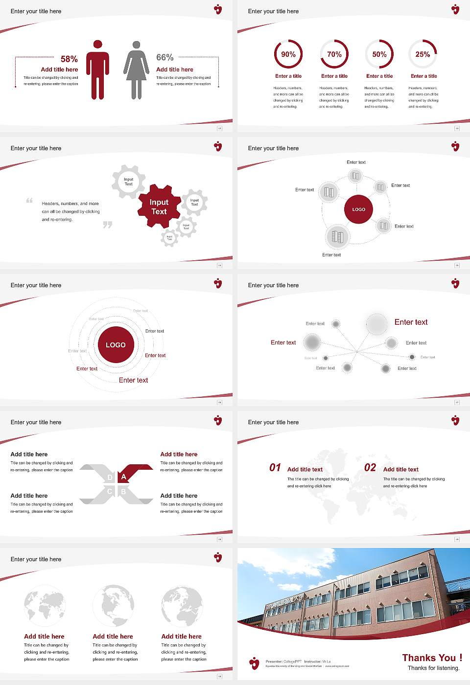 Kyushu University of Nursing and Social Welfare Course/Courseware Creation PPT Template16:9 ratio PPT effect preview image4