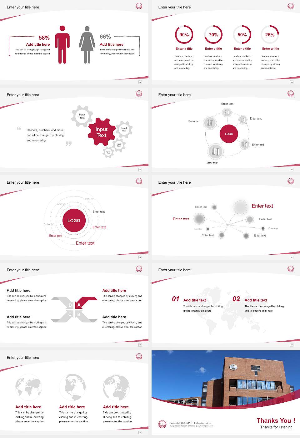 Miyagi Gakuin Women’s University Course/Courseware Creation PPT Template16:9 ratio PPT effect preview image4