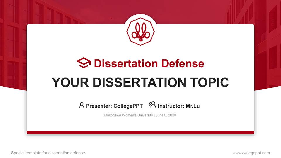 Mukogawa Women’s University Graduation Thesis Defense PPT Template16:9 ratio PPT effect preview image