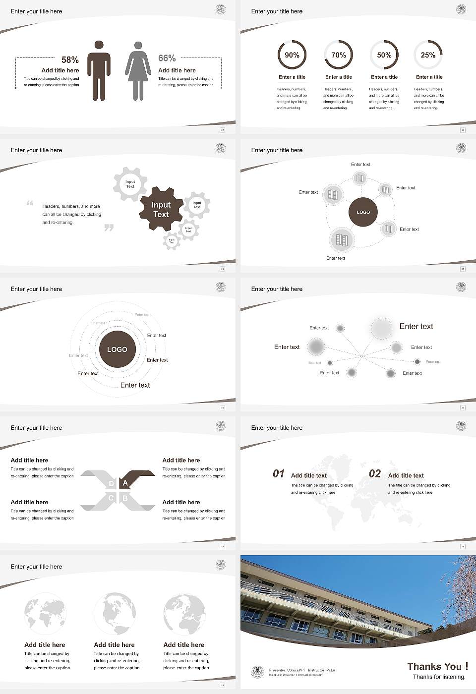 Minobusan University Course/Courseware Creation PPT Template16:9 ratio PPT effect preview image4