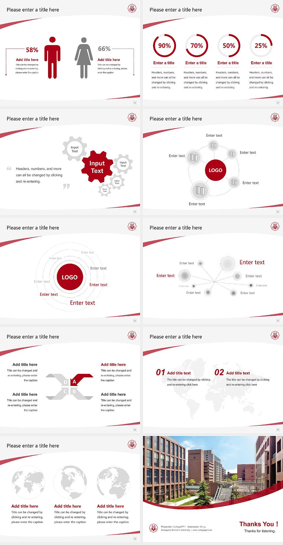 Mukogawa Women’s University Course/Courseware Creation PPT Template4:3 ratio PPT effect preview image4