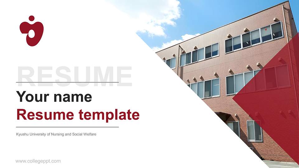 Kyushu University of Nursing and Social Welfare Resume PPT Template16:9 ratio PPT effect preview image