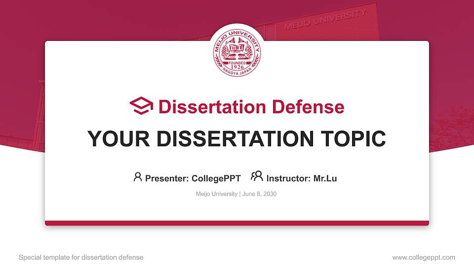 Meijo University Graduation Thesis Defense PPT Template16:9 ratio PPT effect preview image