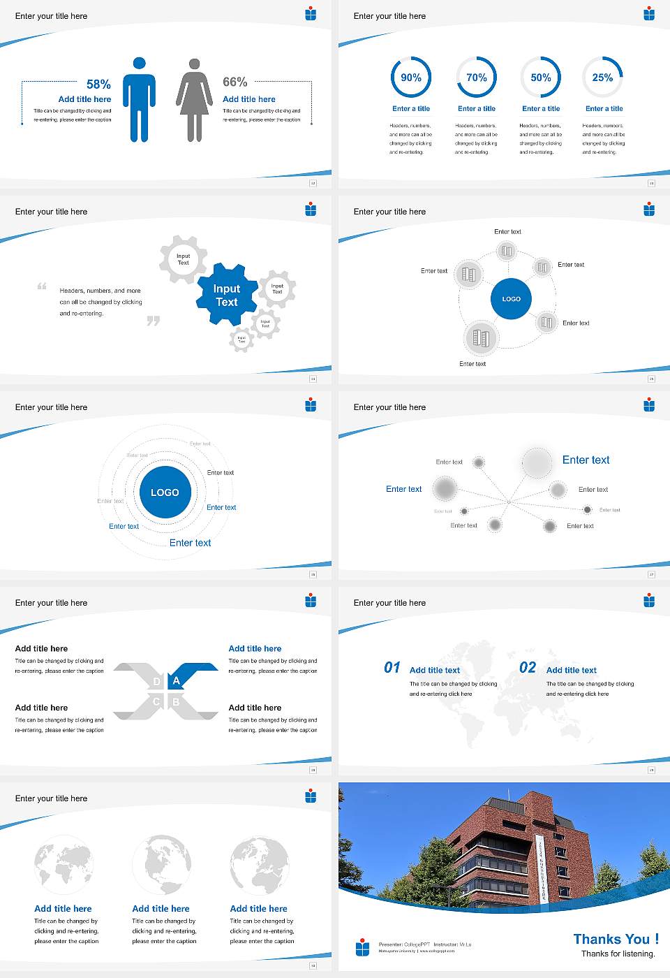 Matsuyama University Course/Courseware Creation PPT Template16:9 ratio PPT effect preview image4