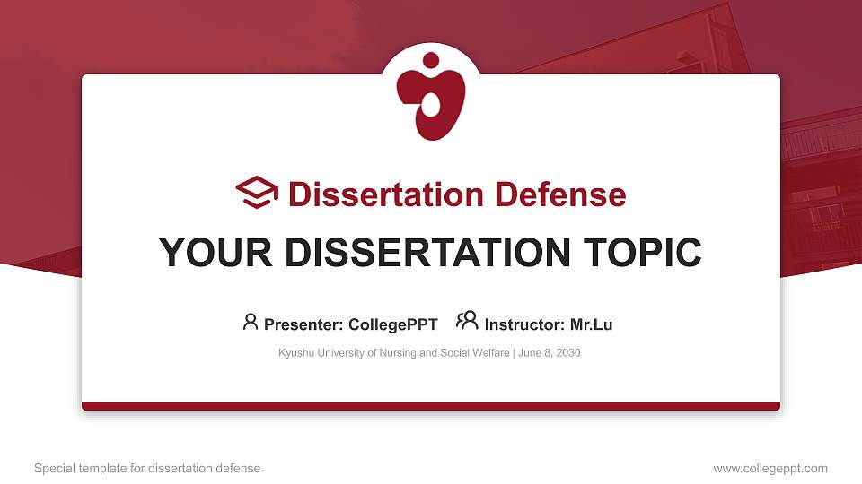 Kyushu University of Nursing and Social Welfare Graduation Thesis Defense PPT Template16:9 ratio PPT effect preview image