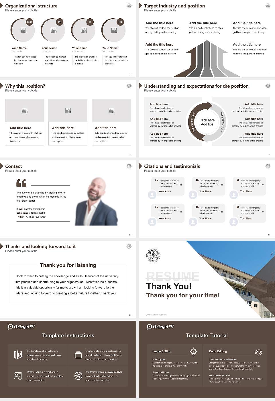 Minobusan University Resume PPT Template16:9 ratio PPT effect preview image4