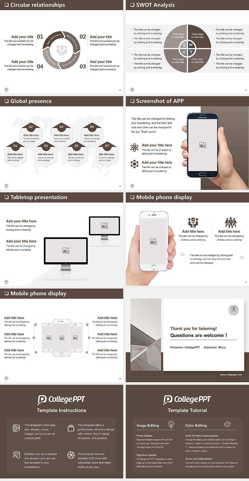 Minobusan University General Purpose PPT Template4:3 ratio PPT effect preview image5