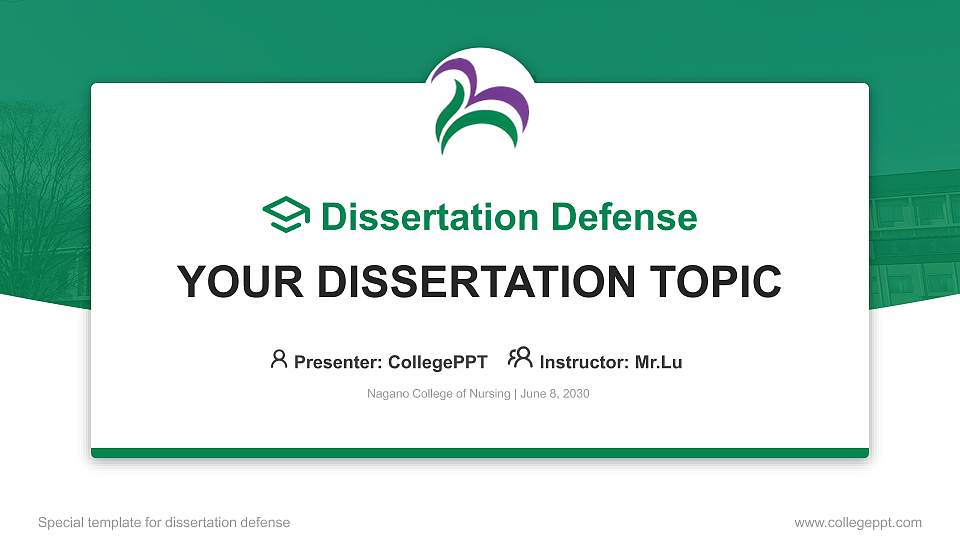 Nagano College of Nursing Graduation Thesis Defense PPT Template16:9 ratio PPT effect preview image