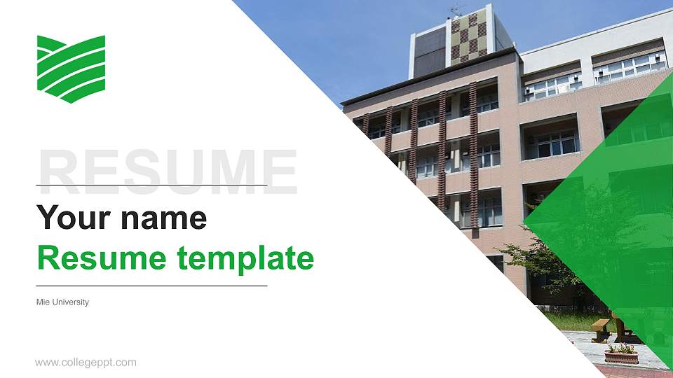 Mie University Resume PPT Template16:9 ratio PPT effect preview image