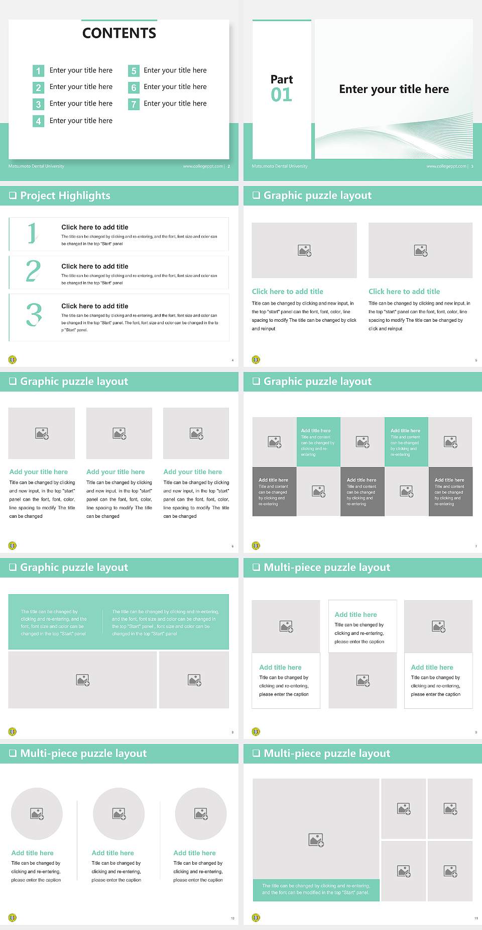 Matsumoto Dental University General Purpose PPT Template4:3 ratio PPT effect preview image2